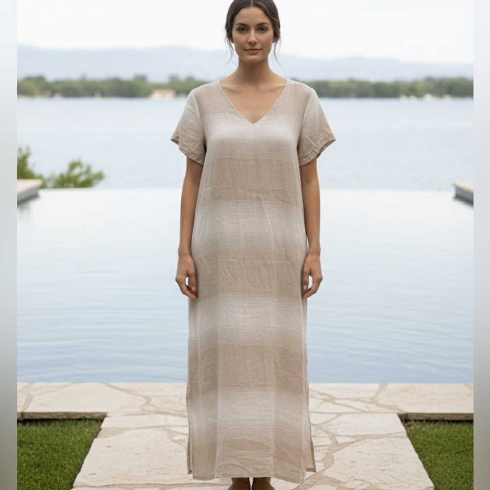 STELLA MARTINI Made in Italy Linen Maxi Dress